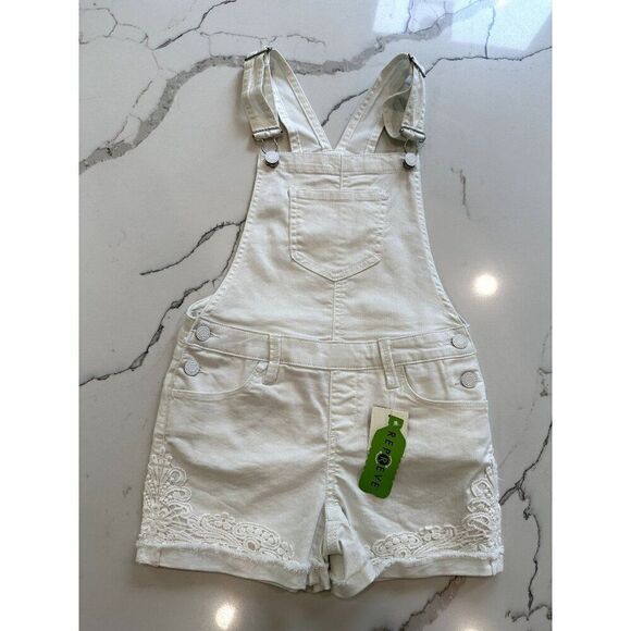 So NWT Lace Applique Overall Shorts in White Size 10 - Picture 1 of 5